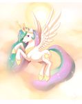  equine female feral friendship_is_magic fur hair hioshiru horn mammal multi-colored_hair my_little_pony princess princess_celestia_(mlp) royalty solo white_fur winged_unicorn wings 