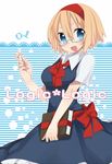  alice_margatroid bespectacled blonde_hair blue_eyes book bow breasts chalk glasses hairband medium_breasts oinari_(tensaizoku) open_mouth short_hair short_sleeves smile solo touhou 
