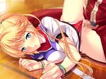  1girl anna_belmonte bangle basketball_court blonde_hair blue_eyes blush bracelet breasts censored cum cum_in_pussy cum_on_body cum_on_clothes cum_on_lower_body floor game_cg hair_ornament hetero indoors jacket jewelry large_breasts leotard leotard_aside long_hair marushin_(denwa0214) mosaic_censoring open_mouth pants penis ponytail pubic_hair pussy red_leotard sex spread_legs supokon!_sports_wear_complex track_jacket track_pants tsuji_tatsuya vaginal 