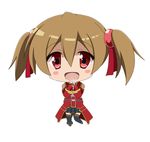  bad_id bad_pixiv_id blush_stickers brown_hair chibi hair_ornament highres open_mouth red_eyes short_hair short_twintails silica solo sword_art_online twintails yunotimo 