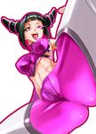  :p artist_request black_hair cameltoe capcom han_juri leg_in_air navel ounwm pink_eyes skin_tight source_request street_fighter street_fighter_iv tongue tongue_out 