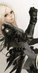  armor bad_id bad_pixiv_id blonde_hair green_eyes highres lips long_hair metal_gloves original power_suit rofuro-e solo 