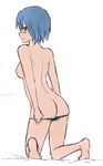  ass blue_hair breasts green_eyes katawa_shoujo panties sideboob suzuki_suzu topless twrlare underwear undressing 