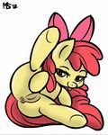  anus apple_bloom_(mlp) applebloom_(mlp) bow cub equine female feral friendship_is_magic fur hair horse inviting looking_at_viewer lying mammal megasweet my_little_pony nude on_side plain_background pony presenting pussy red_hair seductive solo spread_legs spreading tongue tongue_out white_background yellow_fur young 