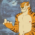 anthrofied beckoning comp_five complication_5 disney feline fingerless_(marking) jungle_book looking_at_viewer male mammal seductive shere_khan solo tiger 