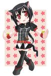  animal_ears bell black_hair bokugeki cat_ears cat_tail chibi dog_days noir_vinocacao red_eyes short_hair solo tail thighhighs 