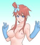  artist_request blue_eyes blush breasts fuuro_(pokemon) gym_leader large_breasts nipples pokemon 