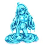  1girl artist_request blue_body breast_hold breasts female goo goo_girl highres holding_breasts jin-gai_yo looking_at_viewer monster monster_girl nude oppai original plain_background pussy simple_background slime smile solo tongue unknown_artist vagina white_background 