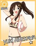  adapted_costume baseball bikini brown_hair card card_(medium) card_parody character_name cinderella_girls_card_parody green_eyes himekawa_yuki idolmaster idolmaster_cinderella_girls long_hair narise oversized_object parody ponytail solo sun_(symbol) swimsuit 