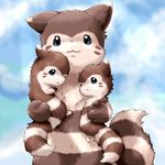  carrying cute fallinnight ferret fluffy furret looking_at_viewer mammal mustelid navel nintendo pok&#233;mon pok&eacute;mon smile video_games young 