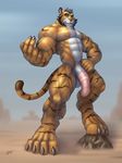 2009 abs animal_genitalia anthro balls biceps big_muscles big_penis braford brown_eyes claude claws erection feline flexing fur horsecock huge_muscles male mammal muscles nipples nude pecs penis pose solo thick_penis tiger vein 
