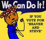  aesahaettr bandanna beaver beaver_(b&amp;s) beaver_and_steve cosplay crossdressing male mammal propaganda rodent rosie_the_riveter solo steve_(b&amp;s) 