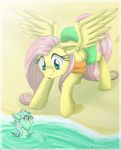  beach blue_eyes cutie_mark equine female feral fluttershy_(mlp) friendship_is_magic hair horse inflatable inuhoshi-to-darkpen lyra_(mlp) lyra_heartstrings_(mlp) mammal my_little_pony pegasus pony sand sea sea_pony seahorse seaside two_tone_hair water wings 