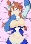  artist_request bed blush breasts character_request fuuro_(pokemon) gym_leader large_breasts lying nipple nipples pokemon source_request 