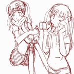  amputee bottle buruma crossed_legs drinking ibarazaki_emi katawa_shoujo kekekeke monochrome prosthesis shorts sitting sketch sweat towel twintails water_bottle 