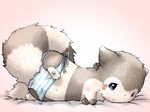  blush clothed clothing fallinnight fluffy_tail furret half-dressed hindpaw looking_away lying navel nintendo on_side pawpads paws pok&#233;mon pok&eacute;mon solo topless underwear video_games 