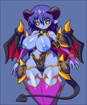  artist_request astaroth_(shinrabanshou) blue_hair blue_skin blush breasts character_request demon_girl highres hips horns large_breasts monster_girl nipples sakuemon shinrabanshou smile source_request succubus tail wide_hips wings 