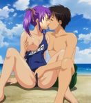  couple kiss kissing love purplehair swimsuit tagme 