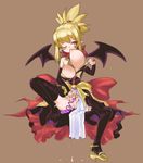  artist_request blonde_hair bow breast_sucking breasts disgaea large_breasts makai_senki_disgaea_2 masturbation rozalin self_breast_sucking shoe_dangle shoes single_shoe solo strappy_heels vibrator yellow_bow 