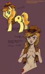  anus braeburn_(mlp) breasts cutie_mark equine female feral friendship_is_magic hat horse human humanized jobo37 mammal my_little_pony pony pussy tripsocho vest 