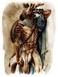  balls cloak ear_pierced ear_piercing equine flaccid gauntlets male mammal muscles nipples nude penis piercing shield sword warrior weapon werepuppy zebra 