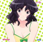  amagami artist_request blush highres polka_dot polka_dot_background smile solo spaghetti_strap tanamachi_kaoru wavy_hair 