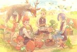  bad_id bad_pixiv_id blue_eyes blue_hair bow bowtie corn_(pokemon) cottonee darumaka deerling dent_(pokemon) ducklett eating flower food foongus fruit gen_5_pokemon green_eyes green_hair gym_leader highres leaf male_focus multiple_boys panpour pansage pansear picnic pod_(pokemon) pokemon pokemon_(creature) pokemon_(game) pokemon_bw pon_(cielo) red_eyes red_hair sandwich sawsbuck sewaddle short_hair 