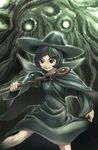  berserk cape dress god_of_the_rotting_roots green_hair hat jumpei schierke short_hair solo staff witch witch_hat 