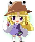  blonde_hair chibi hat moriya_suwako oka_(bananashoe) ribbon short_hair solo touhou 