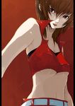  bad_id bad_pixiv_id breasts brown_hair highres hrd lipstick makeup meiko midriff red_eyes short_hair small_breasts solo underboob vocaloid 