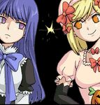  artist_request black black_gloves blonde_hair blue_hair empty_eyes frederica_bernkastel gloves hat lambdadelta multiple_girls orange_eyes pink_hat purple_eyes source_request umineko_no_naku_koro_ni 