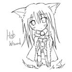  boots cape chibi greyscale high_wizard kaminagi_(kaminagi-tei) lowres monochrome ragnarok_online solo wizard_(ragnarok_online) 