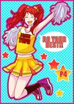  bad_id bad_pixiv_id cheerleader closed_eyes kujikawa_rise persona persona_4 pom_poms red_hair shoes skirt sneakers solo sudachips 