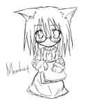  animal_ears bag chibi glasses greyscale kaminagi_(kaminagi-tei) lowres merchant_(ragnarok_online) monochrome ragnarok_online solo 