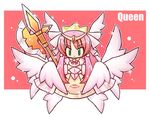  artist_request axe board_game chess chibi copyright_request crown dress green_eyes halberd hat long_hair pink_hair polearm queen solo weapon wings 