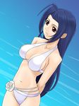  ahoge bikini blue_hair breasts idolmaster idolmaster_(classic) idolmaster_live_for_you! large_breasts long_hair miura_azusa muhi11234 ocean red_eyes solo swimsuit 