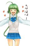  bangs green_hair mahou_sensei_negima! masaki_(celesta) nagase_kaede school_uniform solo translated 