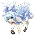  alternate_hair_length alternate_hairstyle bad_id bad_pixiv_id blue_eyes blue_hair bow cirno long_hair pale_skin ponytail ribbon sanoharu solo touhou wings 