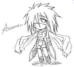  assassin_(ragnarok_online) chibi greyscale kaminagi_(kaminagi-tei) lowres mask monochrome ragnarok_online solo 