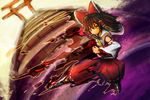  brown_hair hakurei_reimu ribbon same_2009 solo torii touhou 