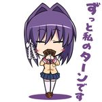  card chibi clannad fujibayashi_ryou hikarizaka_private_high_school_uniform holding holding_card kajun lowres parody school_uniform solo thighhighs translated yuu-gi-ou yuu-gi-ou_duel_monsters 