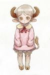  animal_ears child feral_lemma highres hooves horns looking_at_viewer monster_girl original ribbon sheep_ears sheep_girl sheep_horns sheep_tail short_hair simple_background solo tail white_background 