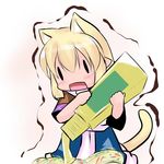  animal_ears blonde_hair blush cat_ears cat_tail chibi extra_ears hoshizuki_(seigetsu) mizuhashi_parsee open_mouth pointy_ears puru-see short_hair short_sleeves solo tail touhou trembling |_| 