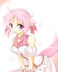  animal_ears bad_id bad_pixiv_id bare_shoulders blush breasts dog_days dog_ears dog_tail double_bun gloves hair_ribbon millhiore_f_biscotti open_mouth pink_hair purple_eyes ribbon rururu_(yamajun) small_breasts solo tail 