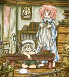  blanket bookshelf covering_with_blanket konpaku_youki konpaku_youmu konpaku_youmu_(ghost) lamp multiple_girls no_hat no_headwear photo_(object) saigyouji_yuyuko scroll sleeping sword table touhou weapon younger ys_(ytoskyoku-57) zzz 