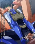  a-a anal anal_sex bdsm black_hair blindfold bondage bound gundam gundam_00 mobile_suit_gundam oral_sex pilot_suit rape setsuna_f_seiei shimesaba_(artist) torn_clothes yaoi 