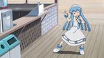  1girl animated animated_gif beach blue_hair dance dancing hat ikamusume long_hair shinryaku!_ikamusume squid_girl tentacle tentacle_hair 