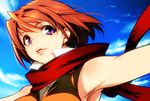  armpits bare_shoulders brown_hair highres lips my-hime orange_hair red_scarf scarf short_hair solo tamachi_kuwa tokiha_mai upper_body 