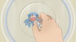  &gt;_&lt; animated animated_gif blue_hair bowl bracelet chibi closed_eyes fingers ikamusume jewelry mini-ikamusume minigirl shinryaku!_ikamusume tantrum 
