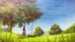  animated animated_gif asuna_(sao) grass kirito sky sword_art_online tree 